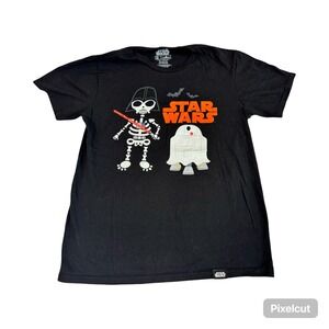 Star Wars Halloween T-Shirt Mens Medium Black Skeleton Darth Vader Ghost R2-D2
